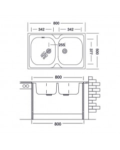 Lavello Cucina Acciaio Appoggio 80x50 cm 2 Vasche N214 Prezzo