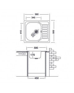 Lavello Incasso Acciaio Cucina 50x58 Reversibile con Gocciolatoio