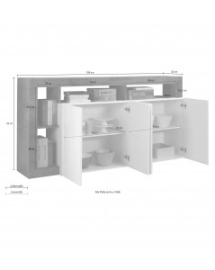 Madia 4 Ante Mogol 184x42x93H Colore Bianco Lucido Pero Prezzo