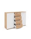 Credenza 2 ante e 4 cassetti Jacky2 120x85h cm rovere bianco