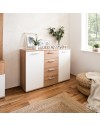 Credenza 2 ante e 4 cassetti Jacky2 120x85h cm rovere bianco