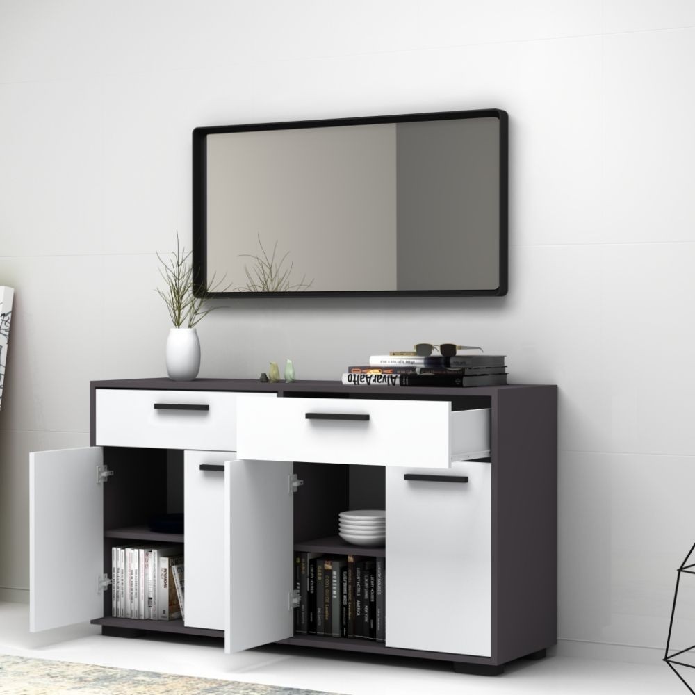 Credenza 4 ante e 2 cassetti 140 cm Truva colore grigio bianco