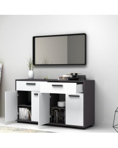 Credenza 4 Ante e 2 Cassetti 140 cm Truva Colore Grigio Bianco Prezzo