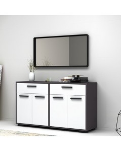 Credenza 4 Ante e 2 Cassetti 140 cm Truva Colore Grigio Bianco Prezzo