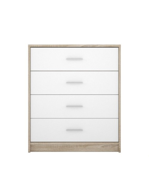 Comò cassettiera 4 cassetti 80 cm. Nepo colore rovere sonoma bianco