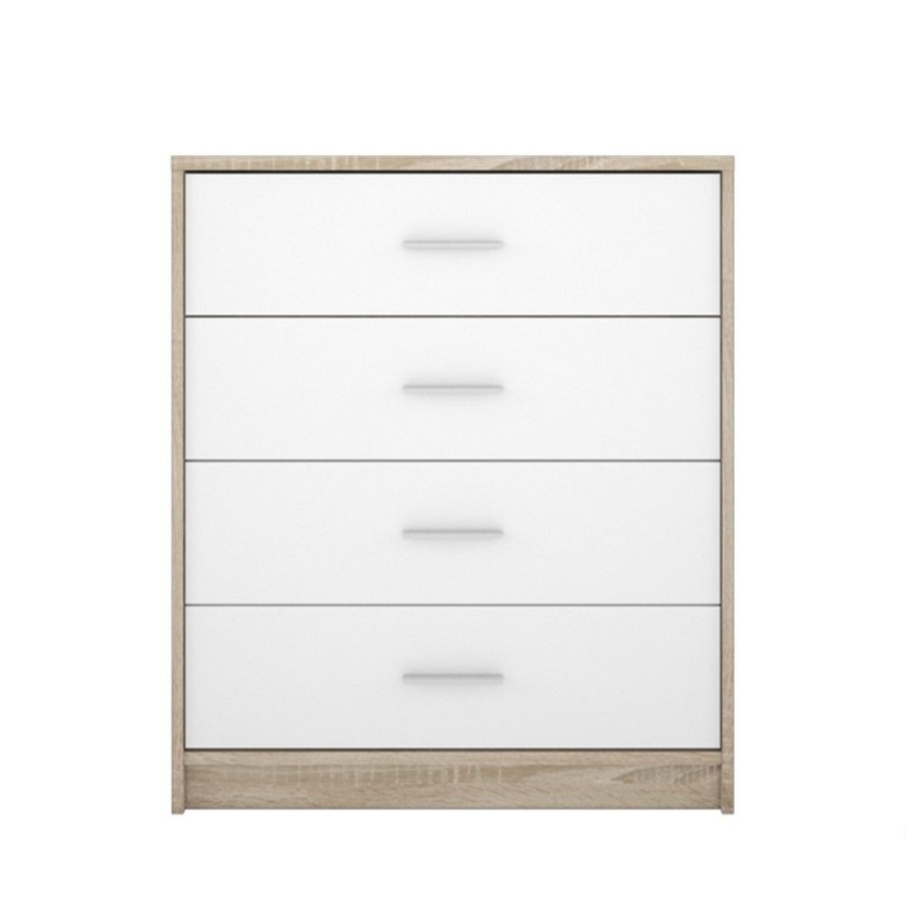 Comò cassettiera 4 cassetti 80 cm. Nepo colore rovere sonoma bianco