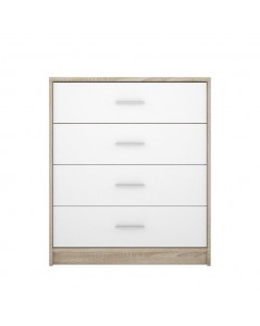 Comò Cassettiera 4 Cassetti 80 cm. Nepo Colore Rovere Sonoma Bianco