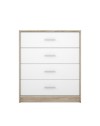 Comò cassettiera 4 cassetti 80 cm. Nepo colore rovere sonoma bianco