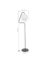 Lampada da terra a stelo grigio e paralume tessuto bianco Yumak MDL4256