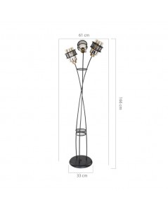 Lampada da terra in ferro intrecciato 3 luci in vetro Grande MDL3812