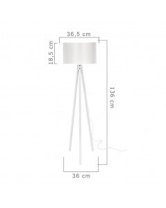 Lampada da Terra Treppiede Legno e Paralume Tessuto Bianco Rodi Prezzo