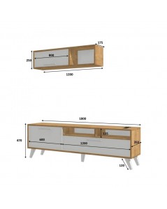 Porta Tv 180x35x47h Slim D2306TV180M109 Colore Rovere Bianco Prezzo