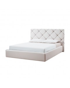 Letto Contenitore Testiera Capitonnè Ecopelle Kassandra Colore Bianco