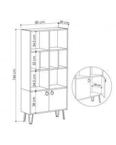 Libreria con Ante Bene 80x30x166h Colore Antracite Tortora Prezzo