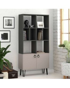 Libreria con Ante Bene 80x30x166h Colore Antracite Tortora Prezzo