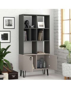 Libreria con Ante Bene 80x30x166h Colore Antracite Tortora Prezzo