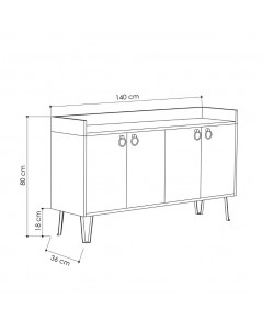 Madia 4 Ante Dea 140x36x80 h Colore Tortora Antracite Prezzo