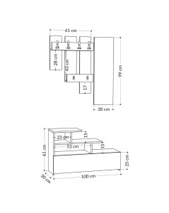 Mobile ingresso rovere con scarpiera e specchio Vesty