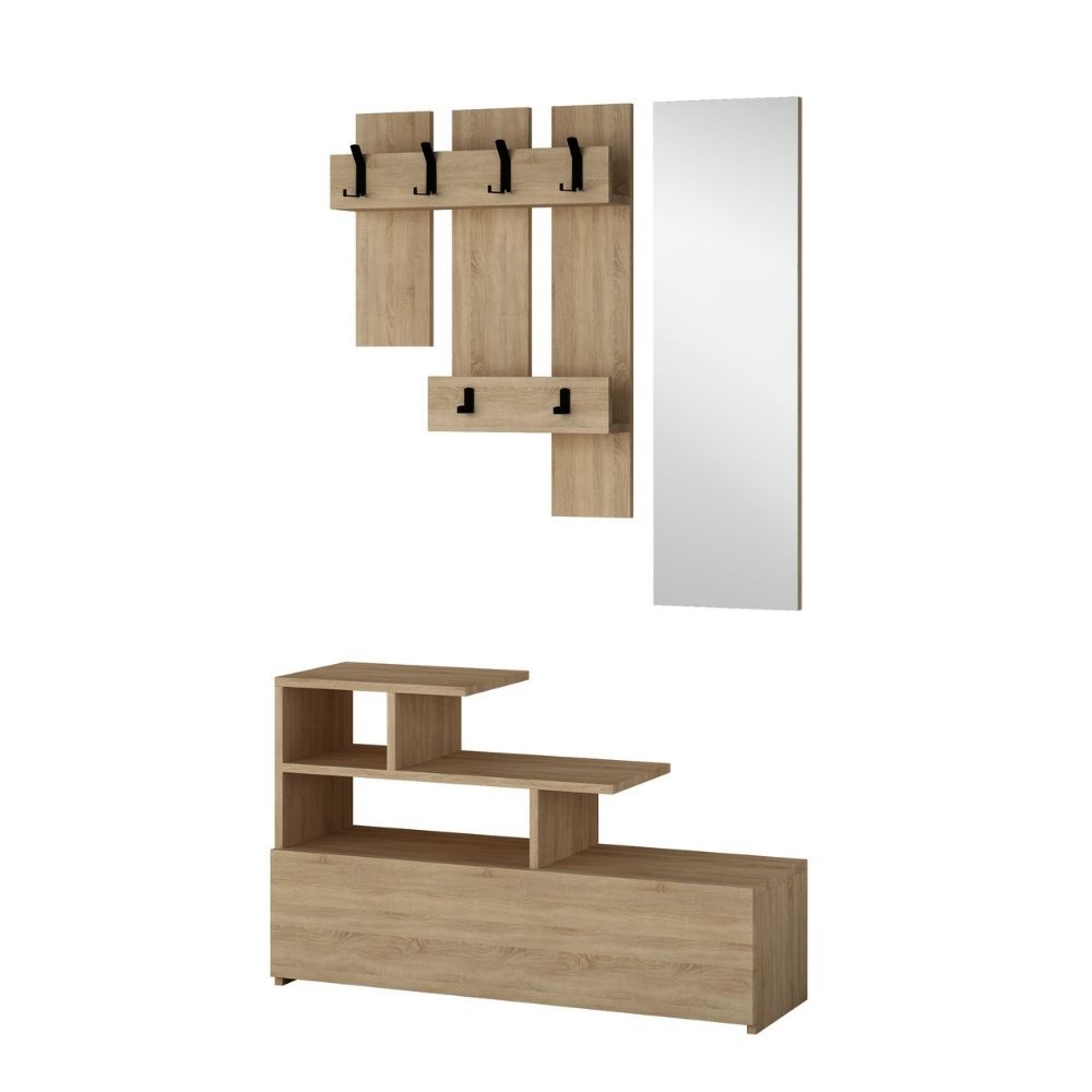 Mobile ingresso rovere oak con scarpiera e specchio Vesty