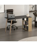 Scrivania ad angolo con vani giorno e libreria colore cemento L120x60 Oslo  FZ