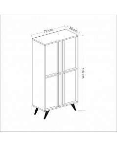 Credenza Alta 4 Ante Rilla 72x139 Colore Antracite Noce Prezzo