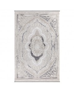 Tappeto Fondo Grigio e Decoro Orientale Bianco 160x230 Asya CR60