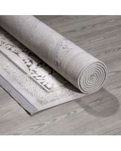 Tappeto Fondo Grigio e Decoro Orientale Bianco 120x180 Asya CR60