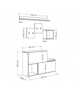 Mobile Ingresso Scarpiera Holdon 120x87,5 Colore Tortora Dark Coffee