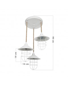 Lampada da Soffitto 3 Luci Metallo Bianco e Corda Bulut Prezzo