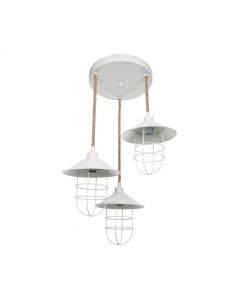 Lampada da Soffitto 3 Luci Metallo Bianco e Corda Bulut Prezzo