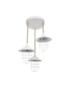 Lampada da soffitto 3 luci metallo bianco e corda Bulut ASZ0632