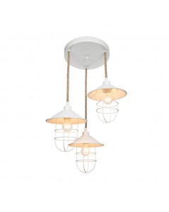 Lampada da Soffitto 3 Luci Metallo Bianco e Corda Bulut Prezzo