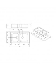 Lavello Incasso Cucina Acciaio 86x50 cm Due Vasche SAXT322A Prezzo