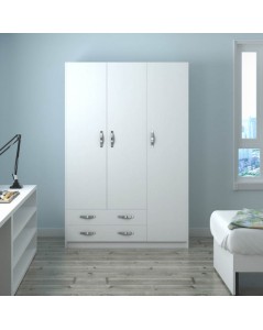 Armadio Tre Ante e Due Cassetti 135x52x210h Colore Bianco Prezzo