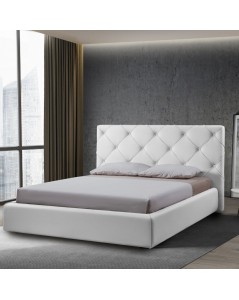 Letto Contenitore Testiera Capitonnè Ecopelle Kassandra Colore Bianco