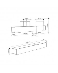 Parete Attrezzata 260 cm. Tromen Colore Bianco Antracite Prezzo