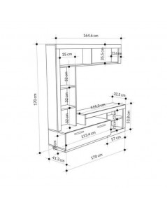 Parete Attrezzata Leo 171x42x171 Colore Cemento Bianco Prezzo