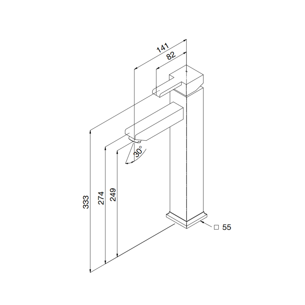 Miscelatore cromato lavabo alto Quadra