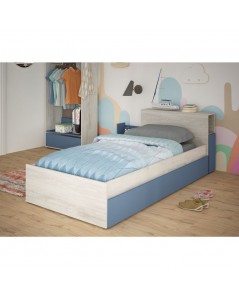 Letto con Comodino Estraibile 1660 Colore Bianco Celeste Prezzo