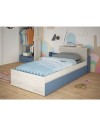 Letto con comodino estraibile 1660 colore bianco celeste