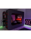 Letto a soppalco con postazione gamer colore antracite rosso 5000