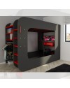 Letto a soppalco con postazione gamer colore antracite rosso 5000