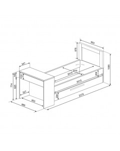 Letto con Scrivania Integrata e Letto Estraibile Bianco