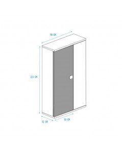 Armadio 2 Ante 90x52x223 Colore Bianco Consumato Antracite