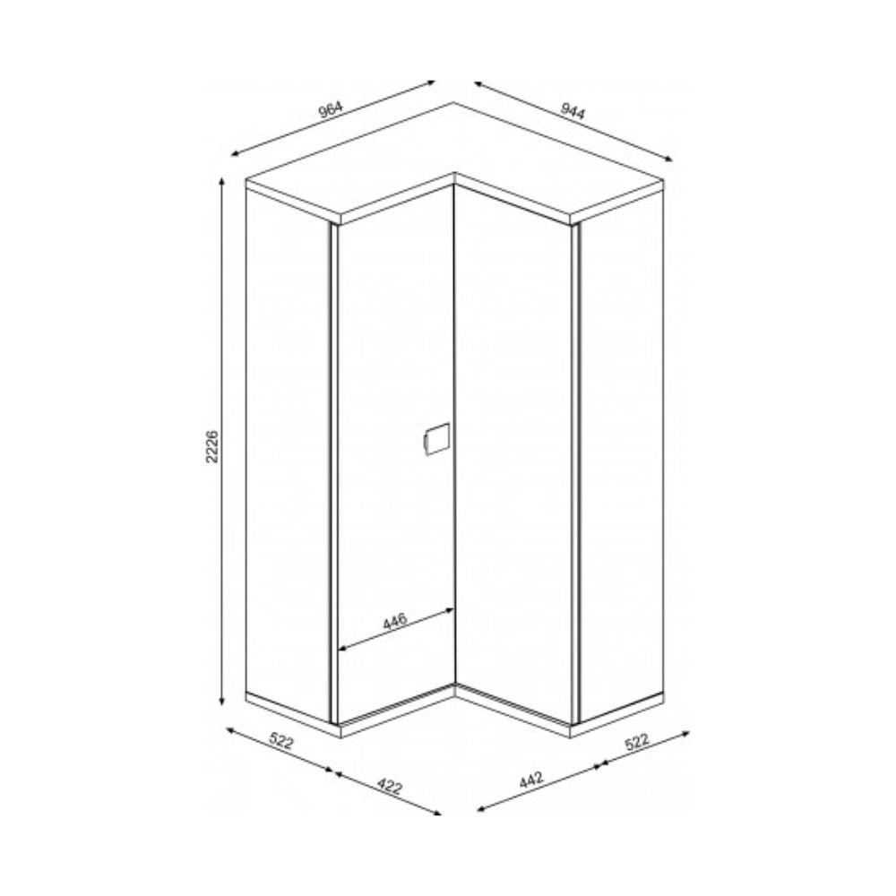 Armadio angolare 98x96x223h colore bianco consumato antracite