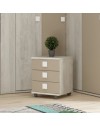 Comodino 3 cassetti 46x46x60h colore bianco consumato