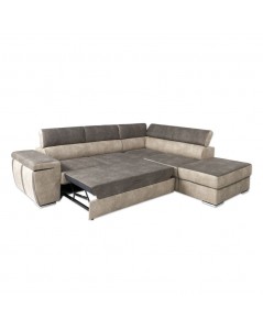 Divano Angolare con Pouff Contenitore Gisella Mozart DX 285x238 Beige e Marrone