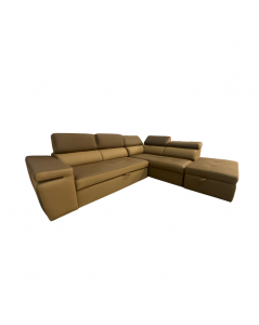 Divano Angolare con Pouf Contenitore Gisella Mozart DX 285x238 Beige e Marrone