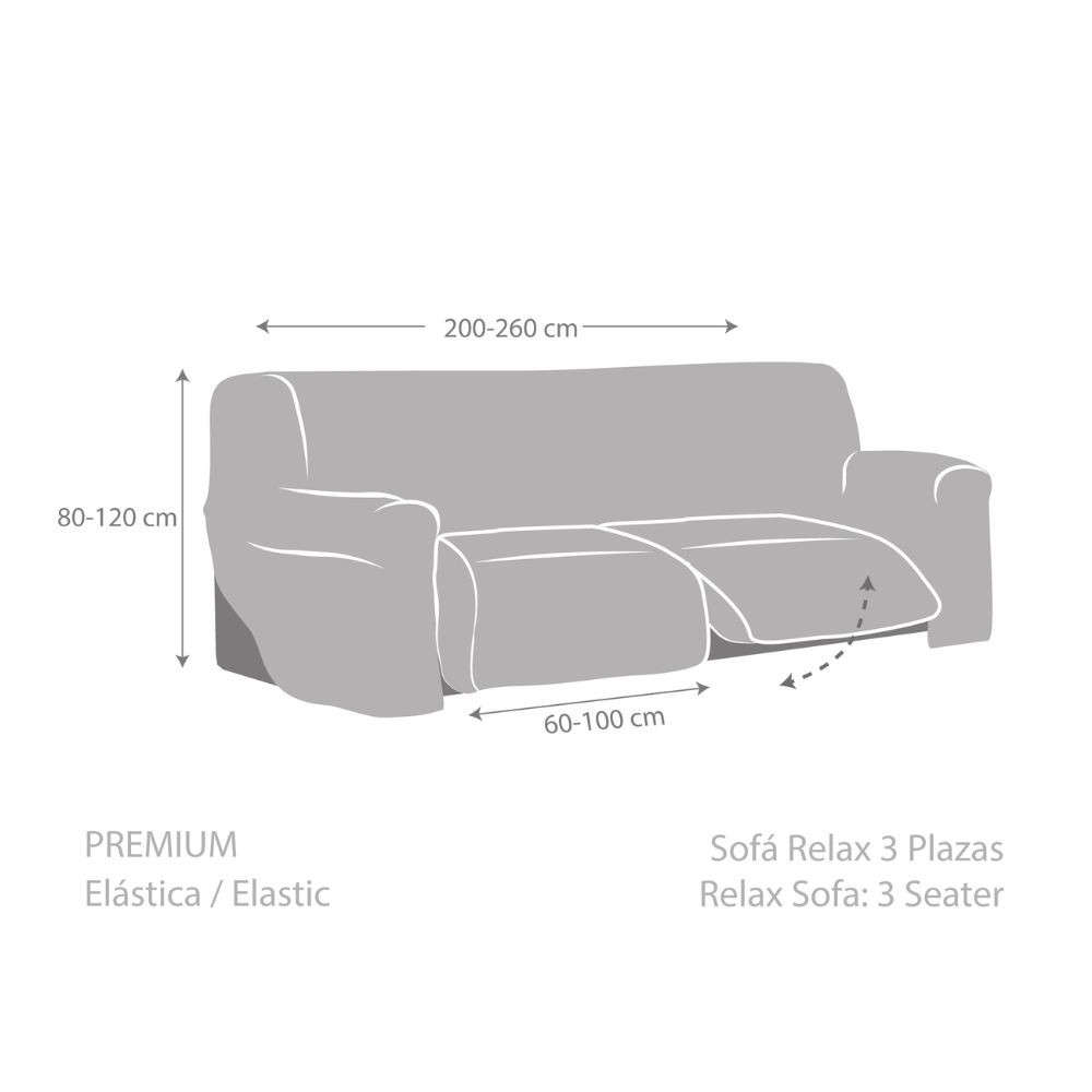 Copridivano recliner 3 posti grigio Jaz 200-260