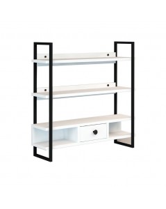 Scaffale da Parete Mensole e Cassetto Severo Colore Nero e Bianco